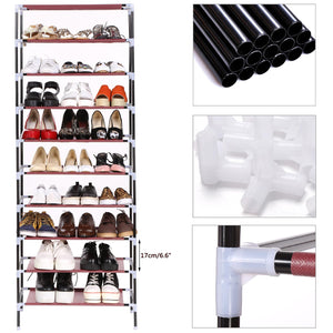 10 Layers Dustproof Large Size Shoes Rack Shoes Organizer Racks Shelf Cabinet Non-Woven Fabric Home Bedroom Dormitory