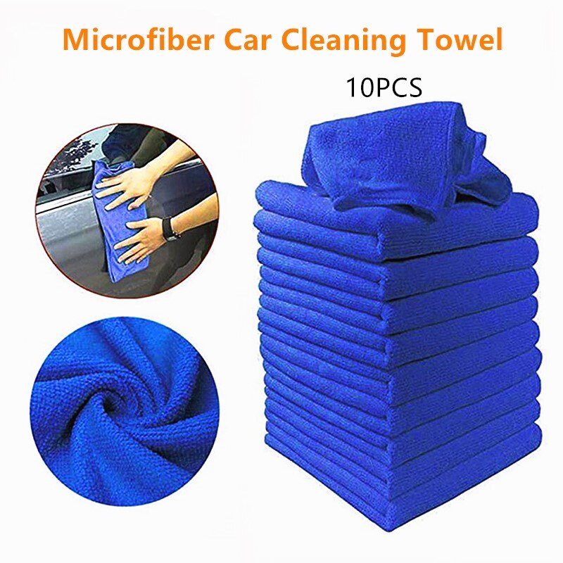 10PCS Microfiber Car Cleaning Towel Household Cleaning Small Towel Windshield Cloth Automobile Motorcycle Washing Glass Towel