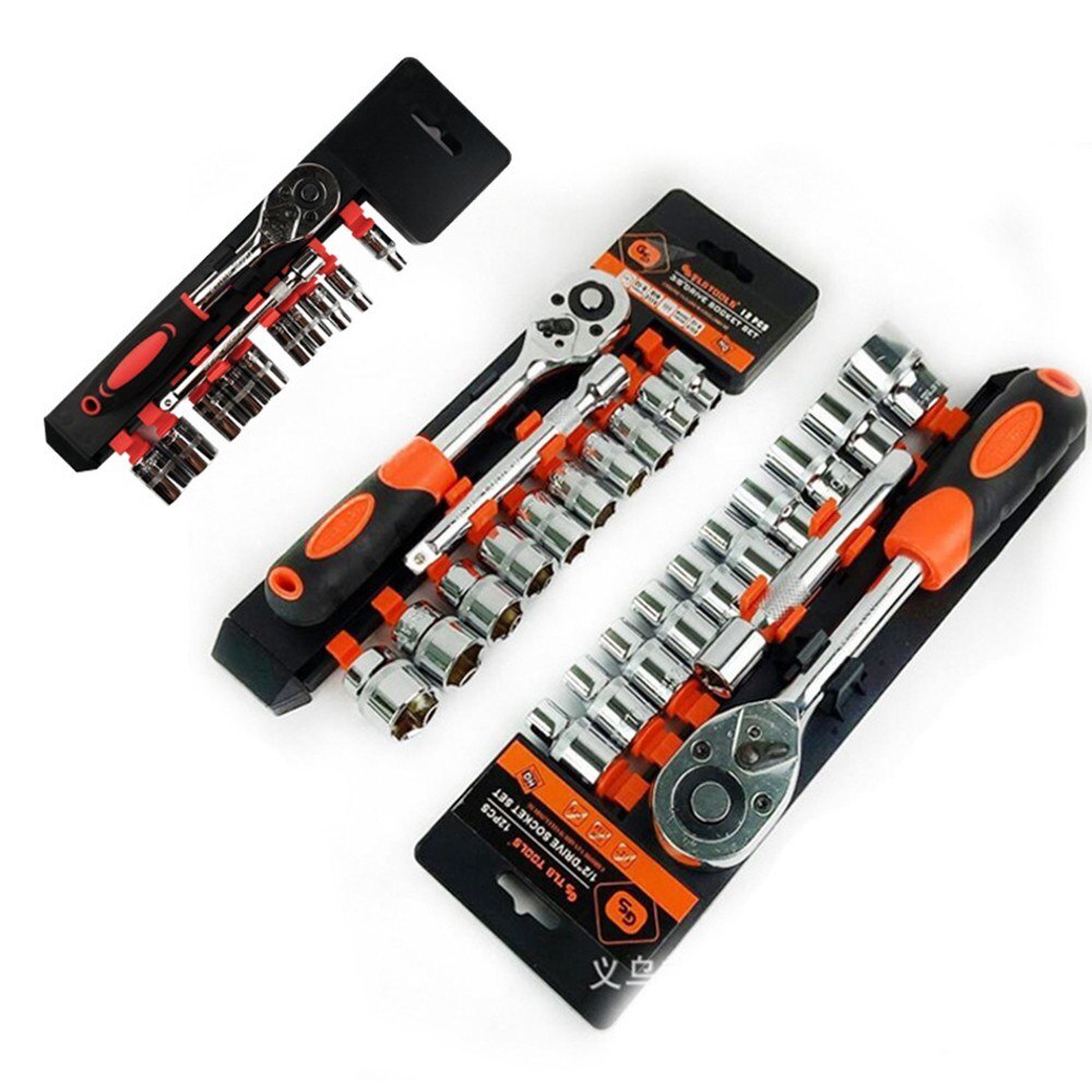 12 Pcs Automobile Motorcycle Car Repair Tool Case Ratchet Wrench Kit Set Car Vehicle Ratchet Wrench Car Vehicle