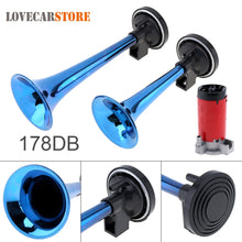 Load image into Gallery viewer, 12V 178dB Super Loud Dual Tone Auto Car Air Horn Set Heavy Duty Trumpet Compressor for Automobile Motorcycle Boat Truck