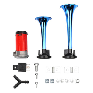 12V 178dB Super Loud Dual Tone Auto Car Air Horn Set Heavy Duty Trumpet Compressor for Automobile Motorcycle Boat Truck