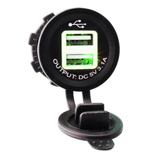 Load image into Gallery viewer, 12V/24V Dual USB Port Car Charger 3.1A Waterproof Power Outlet Adapter with dustproof cover for Automobile Motorcycle car bus