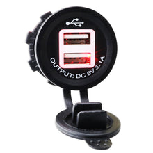 Load image into Gallery viewer, 12V/24V Dual USB Port Car Charger 3.1A Waterproof Power Outlet Adapter with dustproof cover for Automobile Motorcycle car bus