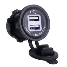 Load image into Gallery viewer, 12V/24V Dual USB Port Car Charger 3.1A Waterproof Power Outlet Adapter with dustproof cover for Automobile Motorcycle car bus