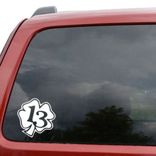 Load image into Gallery viewer, 15X15.5CM 4 LEAF CLOVER LUCKY 13 Fashion Vinyl Decals Car Sticker BlackWhite Automobiles Motorcycles for Ford Focus Infiniti Q50