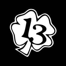 Load image into Gallery viewer, 15X15.5CM 4 LEAF CLOVER LUCKY 13 Fashion Vinyl Decals Car Sticker BlackWhite Automobiles Motorcycles for Ford Focus Infiniti Q50