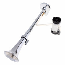 Load image into Gallery viewer, 17'' 150DB Super Loud 12V Single Trumpet Car Auto Air Claxon Horn Compressor Kit for Car Truck Boat Motorcycles Automobiles