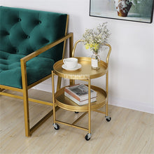 Load image into Gallery viewer, 18XS200 Living Room lron Tea Table Double Desk Cart Table Mobile Coffee Table Removable Double Layer Side Table With Pulley