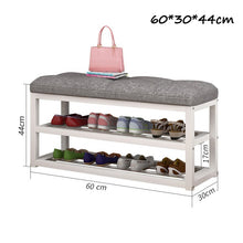 Load image into Gallery viewer, 2 Tier Shoe Storage Stool Living Room Shoe Rack Hallway Simple Change Shoe Bench Organizer Flax/Leather Cushion Shoes Cabinet