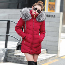 Load image into Gallery viewer, 2020 Artificial raccoon fur collar winter jacket women Winter And Autumn Wear High Quality Parkas Outwear Women Long Coats