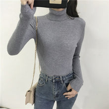 Load image into Gallery viewer, 2020 autunno Inverno Maglione Delle Donne Ha Lavorato A Maglia A Coste Maglione Pullover A Manica Lunga Dolcevita Sottile Maglione Morbido Caldo Tirare Femme