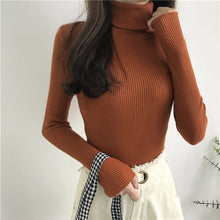 Load image into Gallery viewer, 2020 autunno Inverno Maglione Delle Donne Ha Lavorato A Maglia A Coste Maglione Pullover A Manica Lunga Dolcevita Sottile Maglione Morbido Caldo Tirare Femme