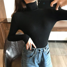 Load image into Gallery viewer, 2020 autunno Inverno Maglione Delle Donne Ha Lavorato A Maglia A Coste Maglione Pullover A Manica Lunga Dolcevita Sottile Maglione Morbido Caldo Tirare Femme