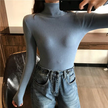 Load image into Gallery viewer, 2020 autunno Inverno Maglione Delle Donne Ha Lavorato A Maglia A Coste Maglione Pullover A Manica Lunga Dolcevita Sottile Maglione Morbido Caldo Tirare Femme