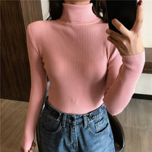 Load image into Gallery viewer, 2020 autunno Inverno Maglione Delle Donne Ha Lavorato A Maglia A Coste Maglione Pullover A Manica Lunga Dolcevita Sottile Maglione Morbido Caldo Tirare Femme