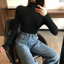 Load image into Gallery viewer, 2020 autunno Inverno Maglione Delle Donne Ha Lavorato A Maglia A Coste Maglione Pullover A Manica Lunga Dolcevita Sottile Maglione Morbido Caldo Tirare Femme
