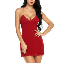 Load image into Gallery viewer, 2020 Ladies Lingerie Sleepwear Fashion Women Silk Satin Nightie Gown Babydoll Lace Mesh Nightwear  Plus Size S-2XL