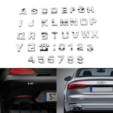 Load image into Gallery viewer, 25mm DIY Letters Alphabet Emblem Chrome Car Stickers Digital Badge Automobiles Logo 3D Metal Car Accessories Motorcycle Sticker