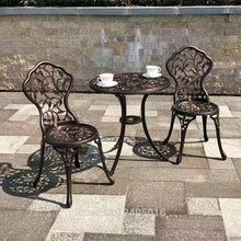 Load image into Gallery viewer, 3 piece Aluminum Bistro Set In Antique Copper chairs and table for Garden ,Balcony,cafes,all-weather,anti-UV,leaf design