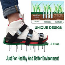 Load image into Gallery viewer, 30 * 13 cm Garden Lawn Aerator Sandal Shoes 1 Pair 3-Strap Firm Comfortable Grass Spiked Gardening Walking Garden Ripper