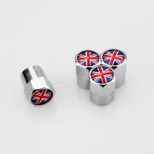 Load image into Gallery viewer, 4 X Automobiles &amp; Motorcycles Metal Car Tire Valve Caps Covers British Flag for MINI Cooper Coupe Cabrio MINI One MINI Series