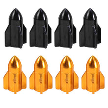 Load image into Gallery viewer, 4pcs Rocket Shape Aluminum Alloy Valve Caps Car Auto Automobile Motorcycle Tyre Valve Dust Caps For Cars Cover Protector - Black