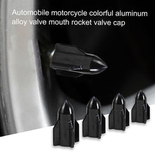Load image into Gallery viewer, 4pcs Rocket Shape Aluminum Alloy Valve Caps Car Auto Automobile Motorcycle Tyre Valve Dust Caps For Cars Cover Protector - Black