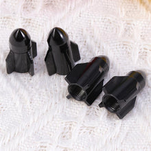 Load image into Gallery viewer, 4pcs Rocket Shape Aluminum Alloy Valve Caps Car Auto Automobile Motorcycle Tyre Valve Dust Caps For Cars Cover Protector - Black