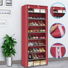 Load image into Gallery viewer, 9 Tier Shoe Rack Dust-proof Shoe Cabinet Folding Non-woven Cloth Shoe Storage Stand Holder DIY Assembly Shoe Organizer Rack