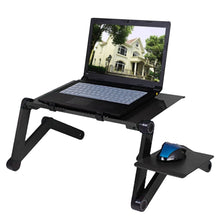 Load image into Gallery viewer, Adjustable Aluminum Laptop Desk Table Ergonomic TV Bed Lapdesk Tray PC Notebook Table Desk Stand With Cooling Fan Mouse Pad