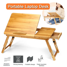 Load image into Gallery viewer, Adjustable Bamboo Computer Stand Laptop Desk Notebook Desk Laptop Table For Bed Sofa Bed Tray Picnic Table Studying Table