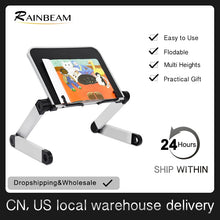 Load image into Gallery viewer, Adjustable Reading Book Stand Foldable Aluminum Lap Desk Stand Ergonomic with Page Paper Clips for Bed Office Home Lift Bracket