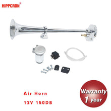 Load image into Gallery viewer, Air Horn 12V 150DB Super Loud Single Trumpet Compressor Complete Set for Truck Car Motorcycle Moto Automobile Lorry Boat Train