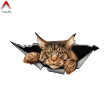Load image into Gallery viewer, Aliauto Maine Coon Car Sticker Torn Metal Vinyl Decal 3D Funny Big Cat Automobiles &amp; Motorcycles Styling Waterproof,13cm*6cm