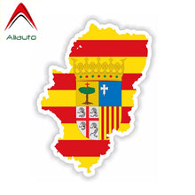Load image into Gallery viewer, Aliauto Personality Car Sticker Automobile Accessories Aragon of Spain Map Flag Motorcycle Helmet Waterproof Decal,11cm*15cm