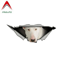 Load image into Gallery viewer, Aliauto Pet Dog Car Sticker White Bull Terrier Torn Metal Automobiles &amp; Motorcycles Vinyl Decal Waterproof,13cm*5cm