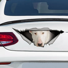 Load image into Gallery viewer, Aliauto Pet Dog Car Sticker White Bull Terrier Torn Metal Automobiles &amp; Motorcycles Vinyl Decal Waterproof,13cm*5cm