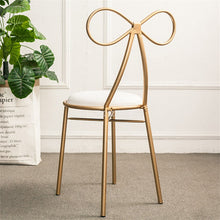 Load image into Gallery viewer, American Country Modern Design Gold Color Iron Metal Dining Chair Butterfly Backrest Leisure Dressing Chair Soft Seat Cushion