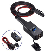 Load image into Gallery viewer, Automobile Motorcycle Sae Line Charging Conversion Connector With 4.2A Dual Usb Voltmeter Blu-Ray