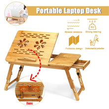 Load image into Gallery viewer, Bamboo Laptop Table Adjustable Computer Desk For Sofa Bed Folding Portable Laptop Table With Cooling Fan Notebook Stand Table