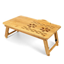 Load image into Gallery viewer, Bamboo Laptop Table Adjustable Computer Desk For Sofa Bed Folding Portable Laptop Table With Cooling Fan Notebook Stand Table