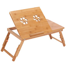 Load image into Gallery viewer, Bamboo Laptop Table Adjustable Computer Desk For Sofa Bed Folding Portable Laptop Table With Cooling Fan Notebook Stand Table