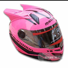 Load image into Gallery viewer, Brand MALUSHUN motorcycle helmet Pink helmet full face automobile racing helmet Casco with pink horns