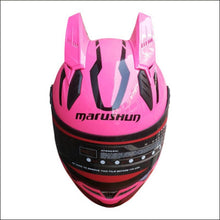 Load image into Gallery viewer, Brand MALUSHUN motorcycle helmet Pink helmet full face automobile racing helmet Casco with pink horns
