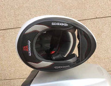 Load image into Gallery viewer, Brand MALUSHUN motorcycle helmet Pink helmet full face automobile racing helmet Casco with pink horns