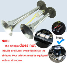 Load image into Gallery viewer, CHSKY Universal 24V Loud Dual Trumpet 105-125db Loud Chrome Car Air Horn for Trucks Cars Automobiles Lorry Boat Train Air Klaxon