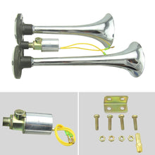 Load image into Gallery viewer, CHSKY Universal 24V Loud Dual Trumpet 105-125db Loud Chrome Car Air Horn for Trucks Cars Automobiles Lorry Boat Train Air Klaxon