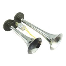 Load image into Gallery viewer, CHSKY Universal 24V Loud Dual Trumpet 105-125db Loud Chrome Car Air Horn for Trucks Cars Automobiles Lorry Boat Train Air Klaxon