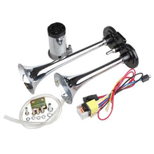 Load image into Gallery viewer, Car Air Horn 12V/24V Low and High Tone Stainless Steel Dual Trumpet For Car Horn Speaker for Trucks Automobile Motorcycle