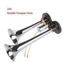 Load image into Gallery viewer, Car Air Horn 12V/24V Low and High Tone Stainless Steel Dual Trumpet For Car Horn Speaker for Trucks Automobile Motorcycle